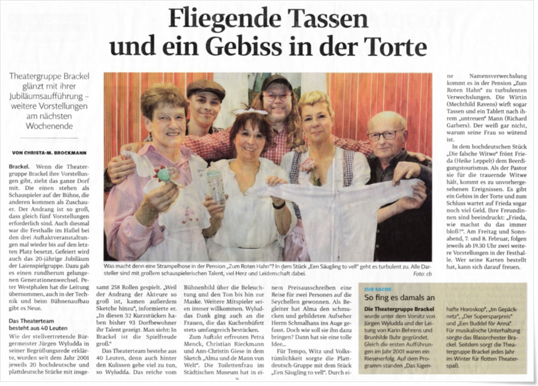 Fliegende Tassen und ein Gebiss in der Torte